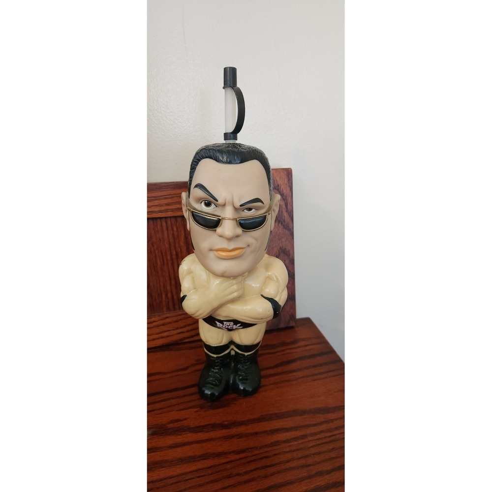 Vintage 1999 Titan Sports WWF/WWE "The Rock" Big‎ Sipper Drink Bottle Cup
